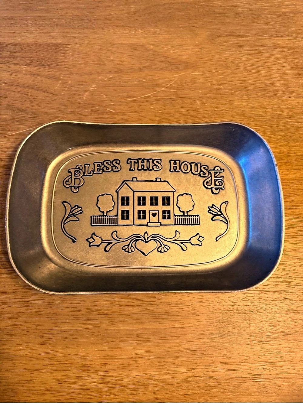 Vintage Wilton Armetale Pewter "Bless This House" Bread Platter Serving Tray